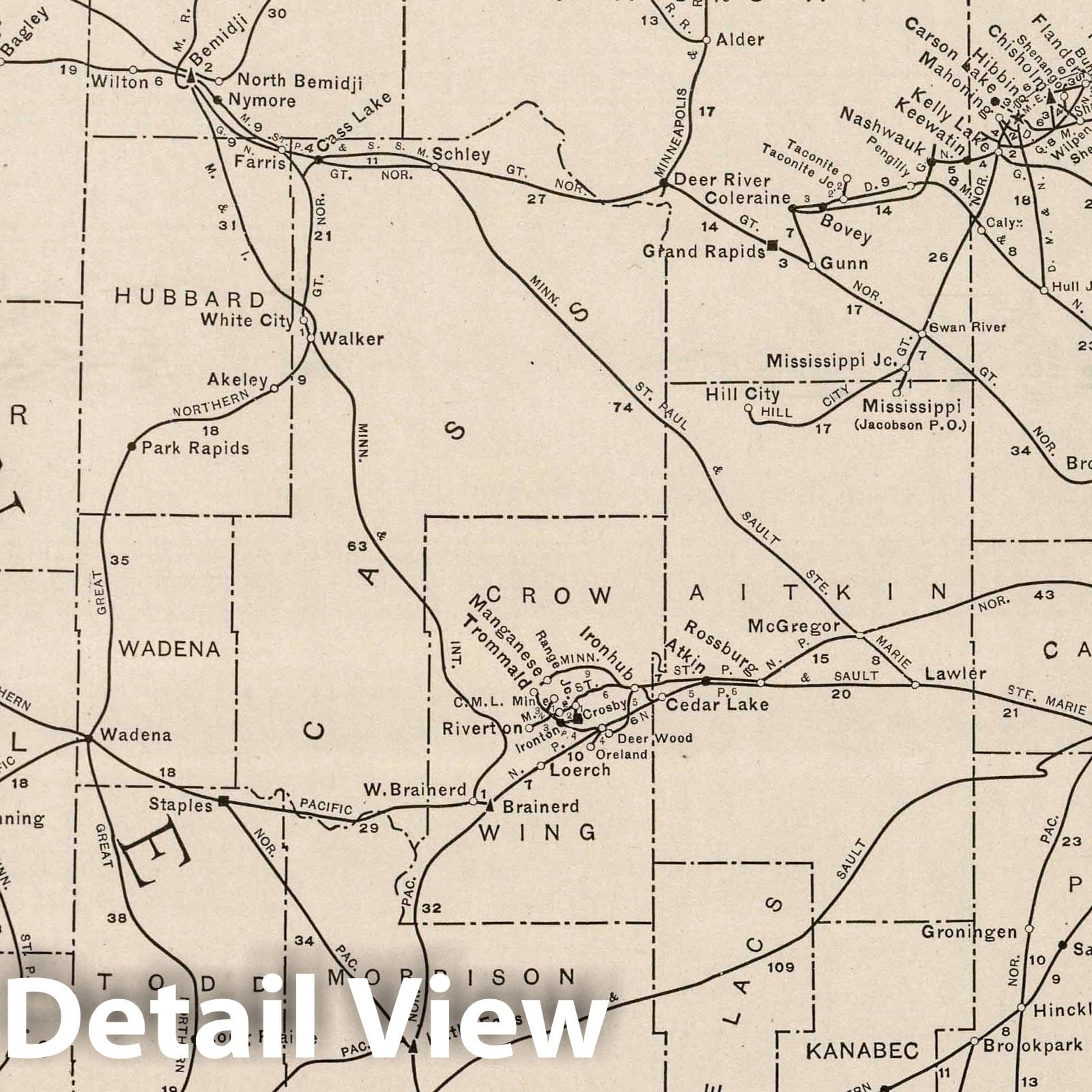 Minnesota Railroad Map, 1924 - Rand McNally Commercial Atlas