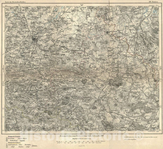 Historic Map : National Atlas - 1892 Composite: 419. Bautzen. - Vintage Wall Art