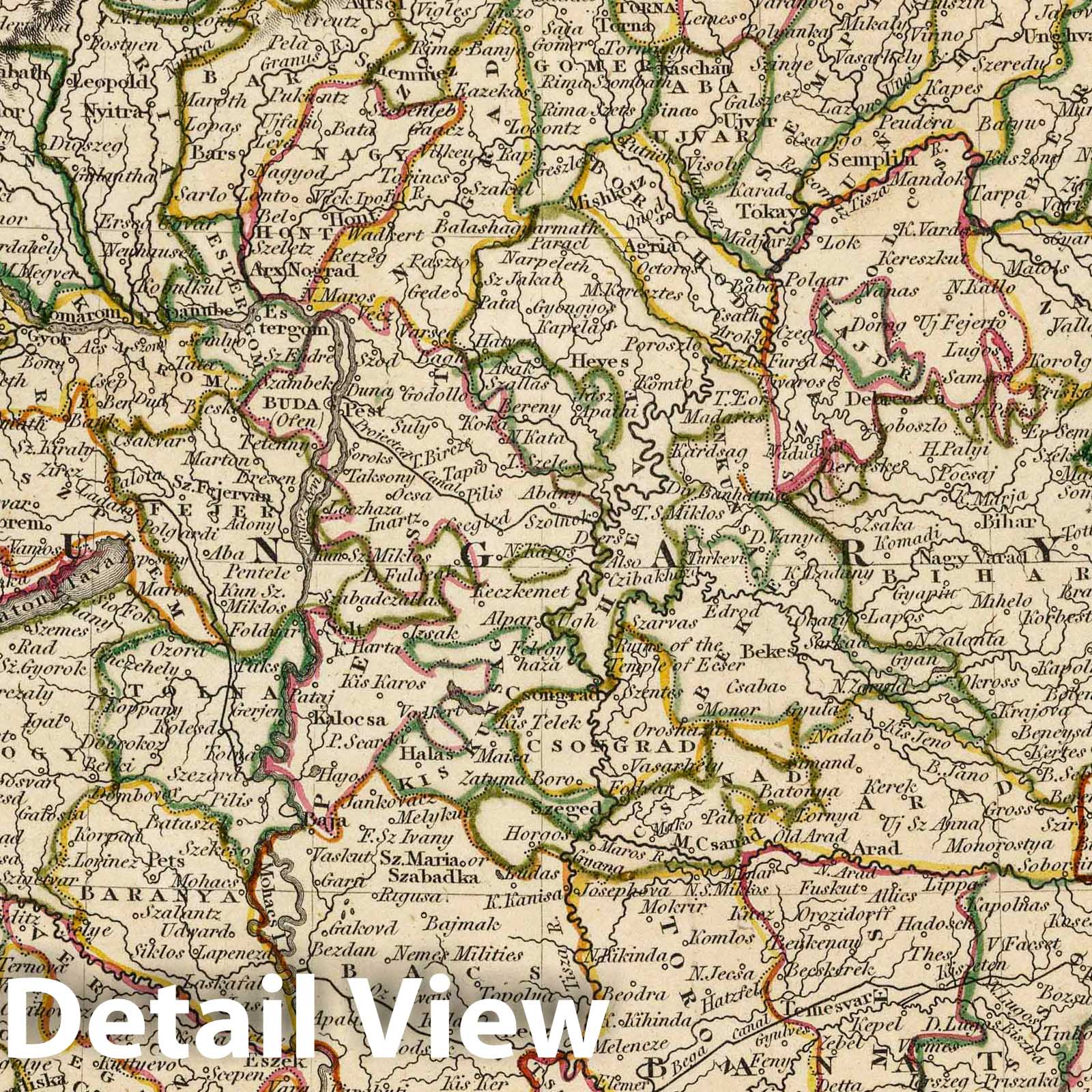 Hungary - River Map, 1817 - Arrowsmith Historical Map Print