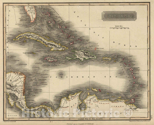 Historic Map : 1817 West Indies : Vintage Wall Art