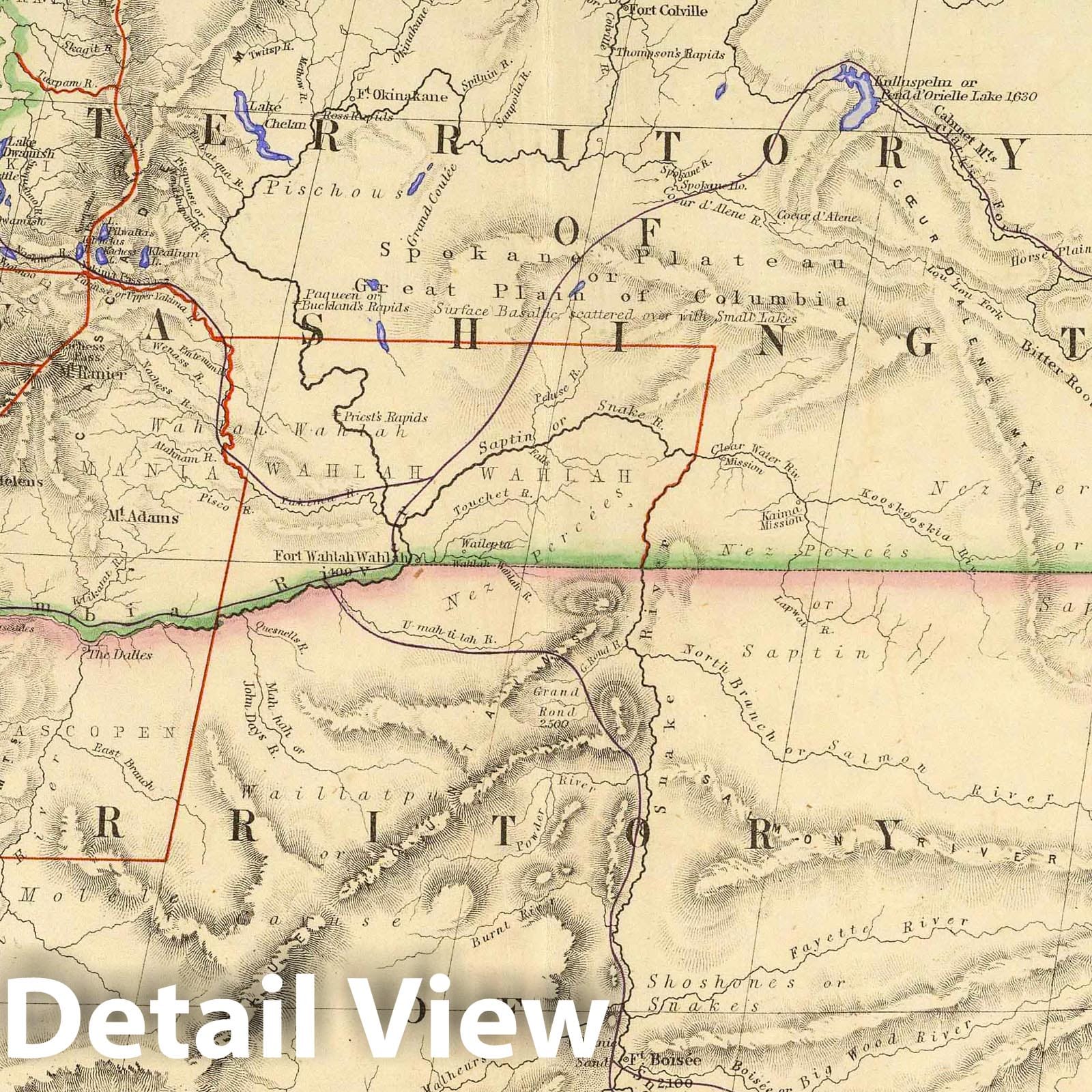 Washington and Oregon Territories - Railroad Map, 1857