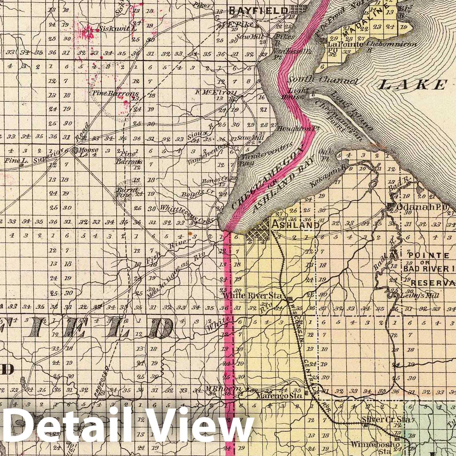 Ashland and Bayfield Counties, Wisconsin - Historical Map 1878