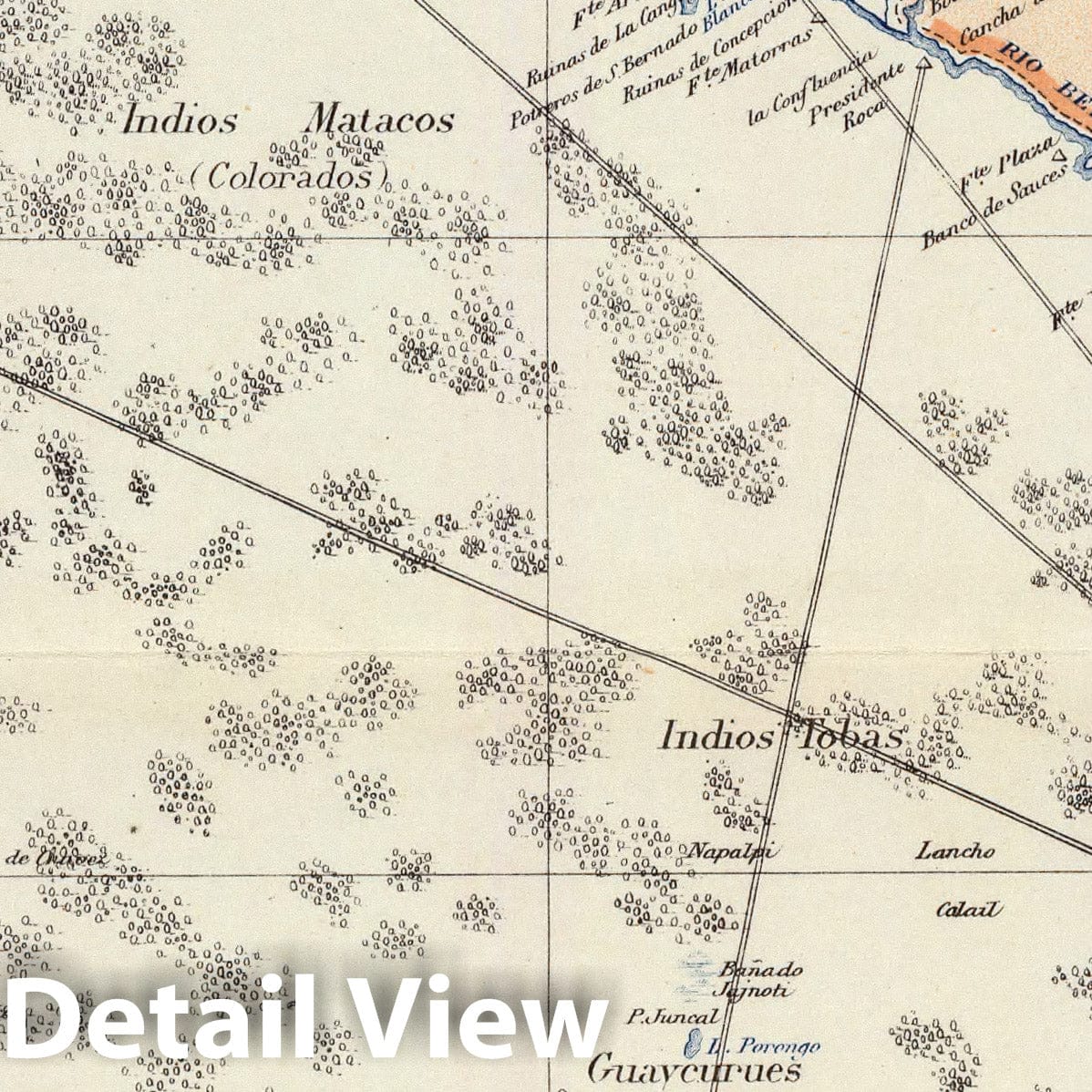 Chaco, Argentina - Railroad Map, 1888 - Historical Map Print