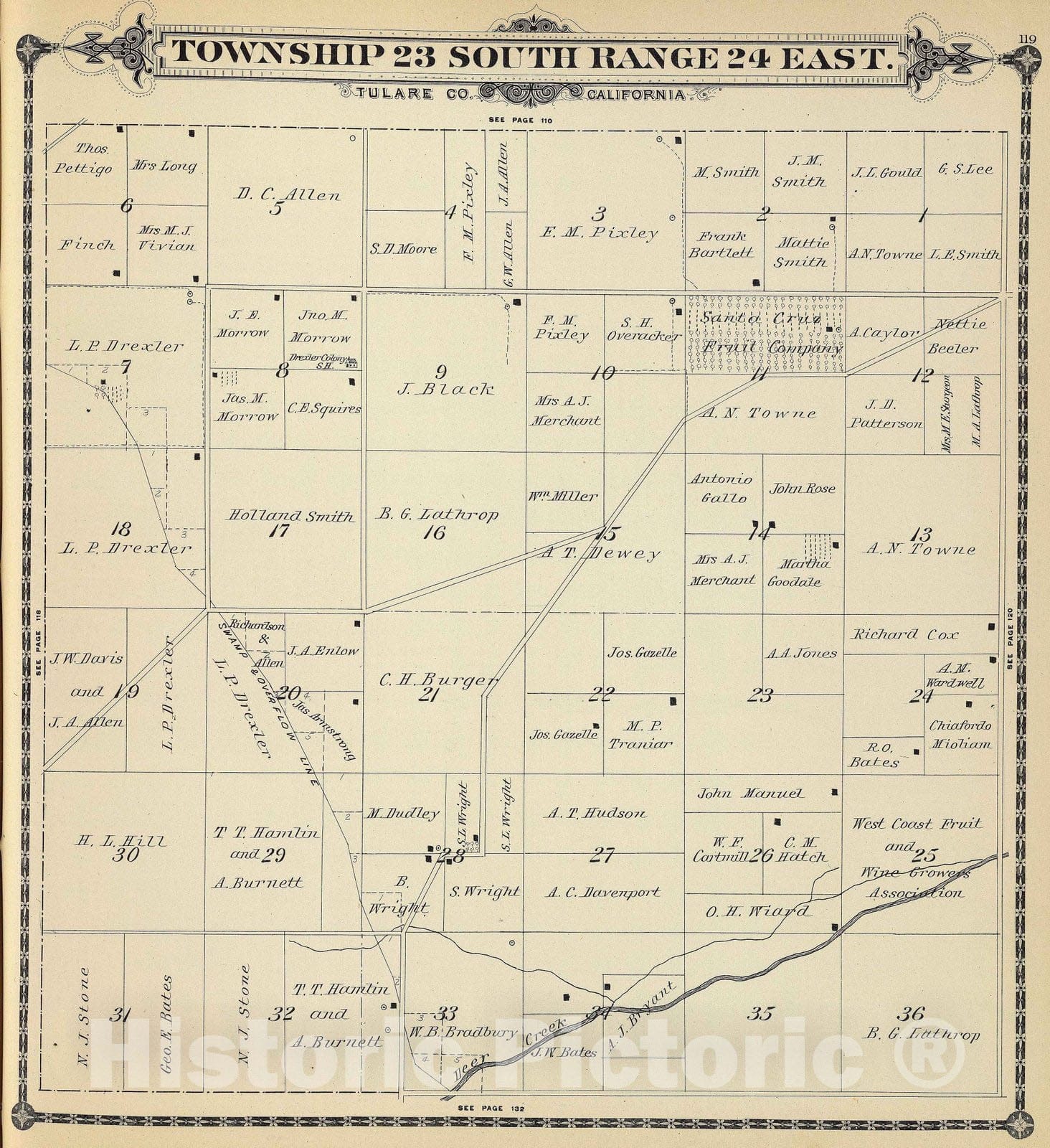 Historic Map : 1892 T.23S R.24E. - Vintage Wall Art