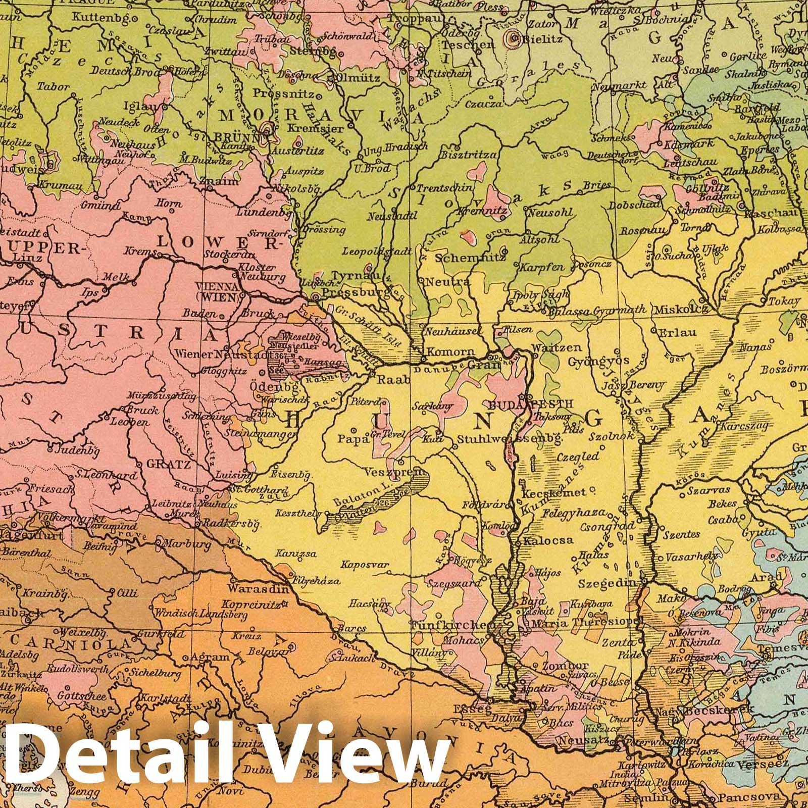 Austria-Hungary and Dalmatia, 1895 - Historical Map Print