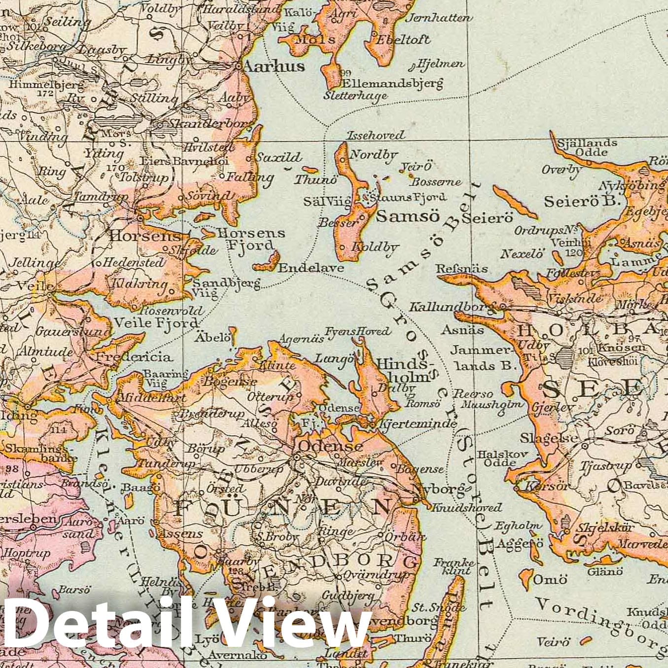 Denmark, Iceland, and Faroe Islands - Railroad Map, 1881