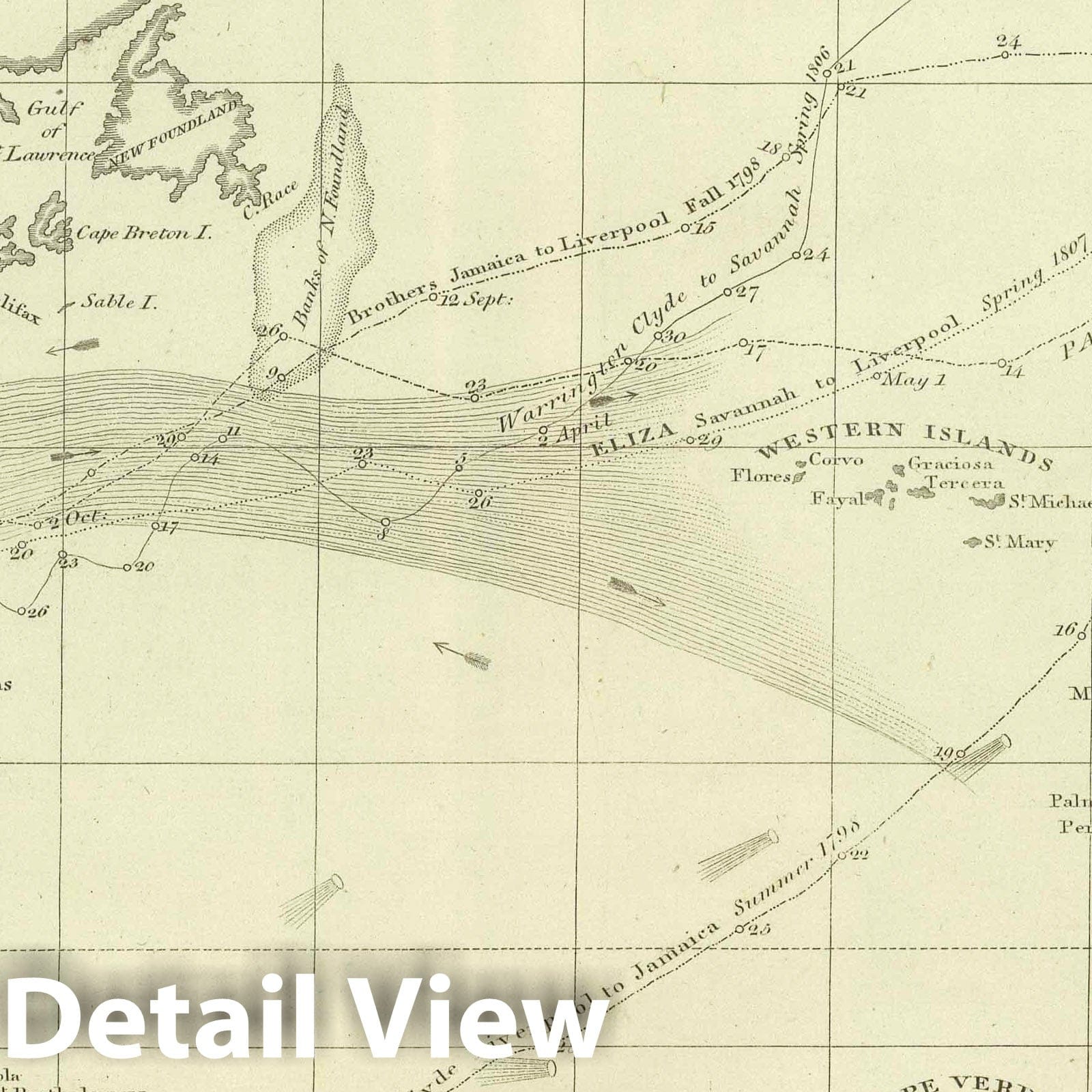North Atlantic Nautical Chart, 1824 - Historical Map Print