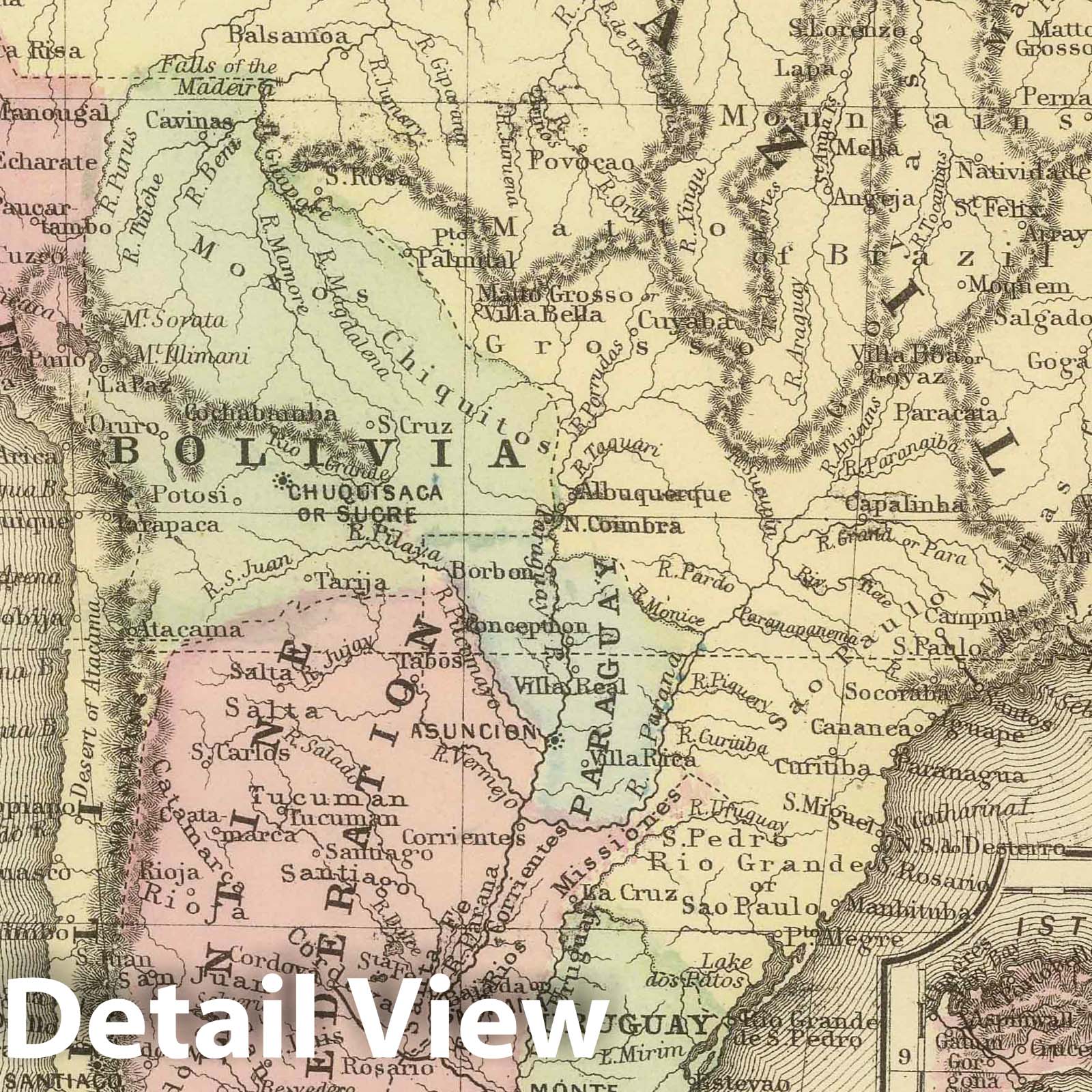 South America - Railroad Map, 1884 - Historical Map Print