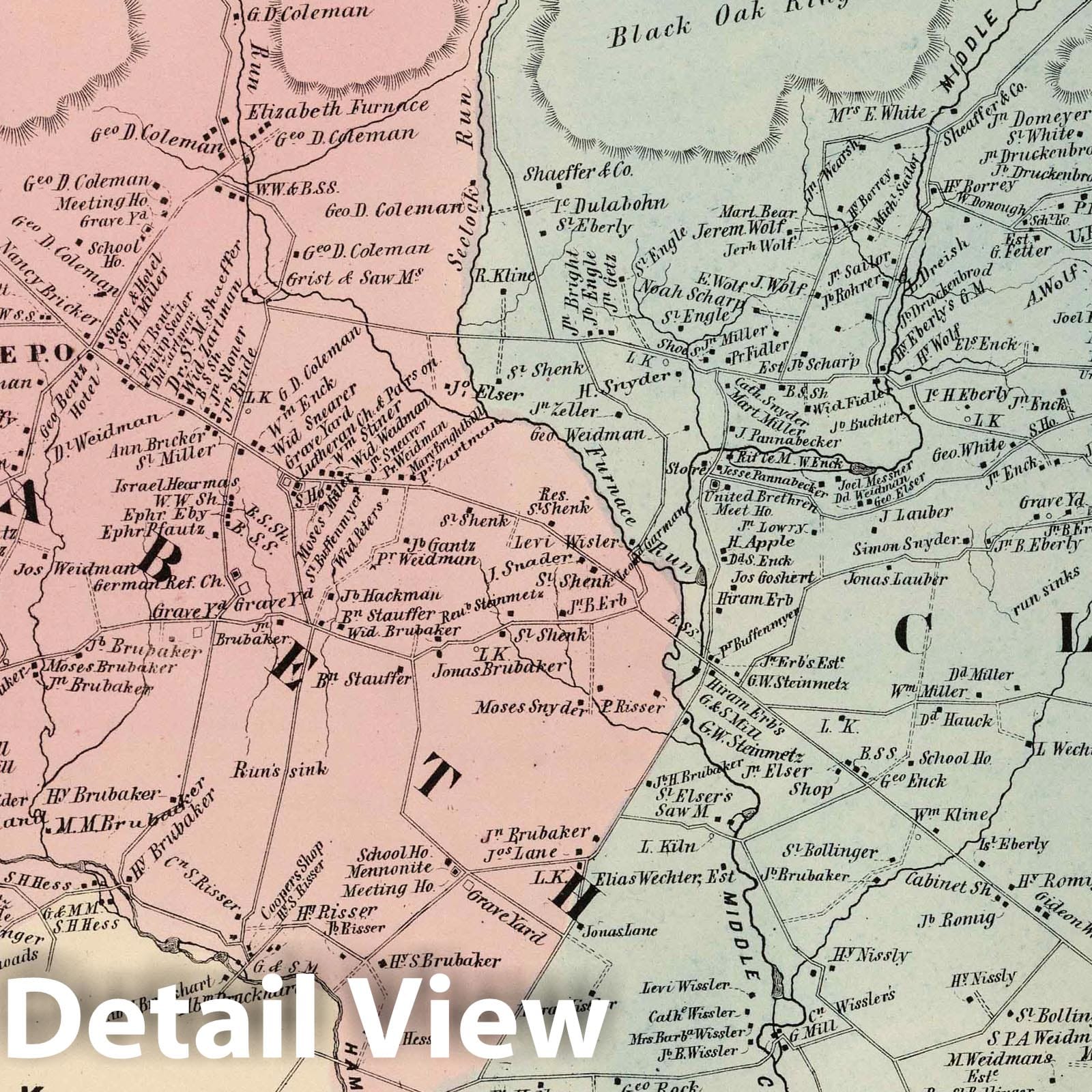 Elizabeth and Clay Townships, Lancaster, Pennsylvania - Property Map, 1864