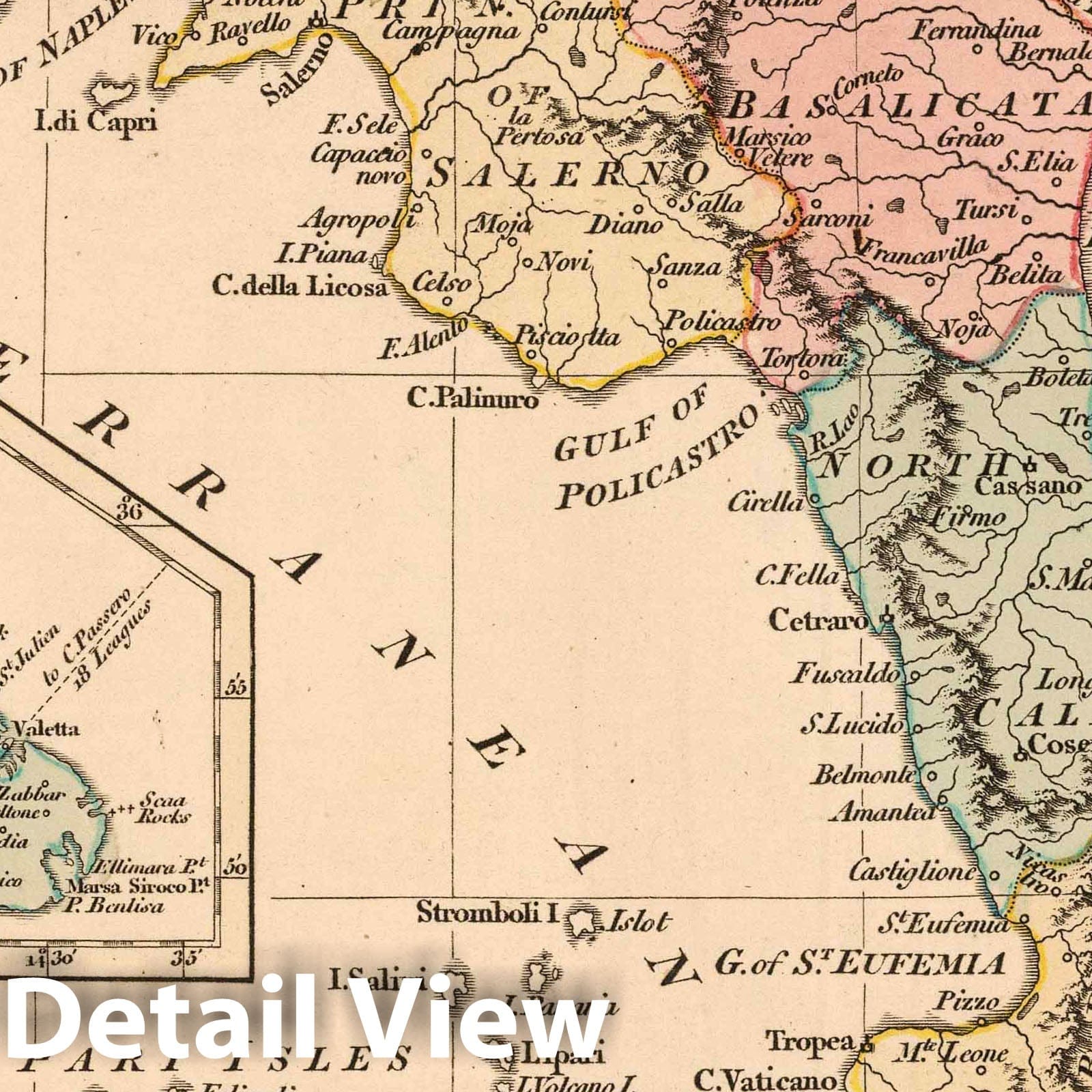 Naples and Sicily with Malta and Gozo, 1809 - Historical Map Print