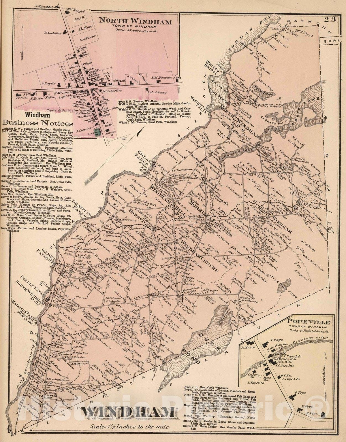 Windham, Cumberland County, Maine - Property Map, 1871