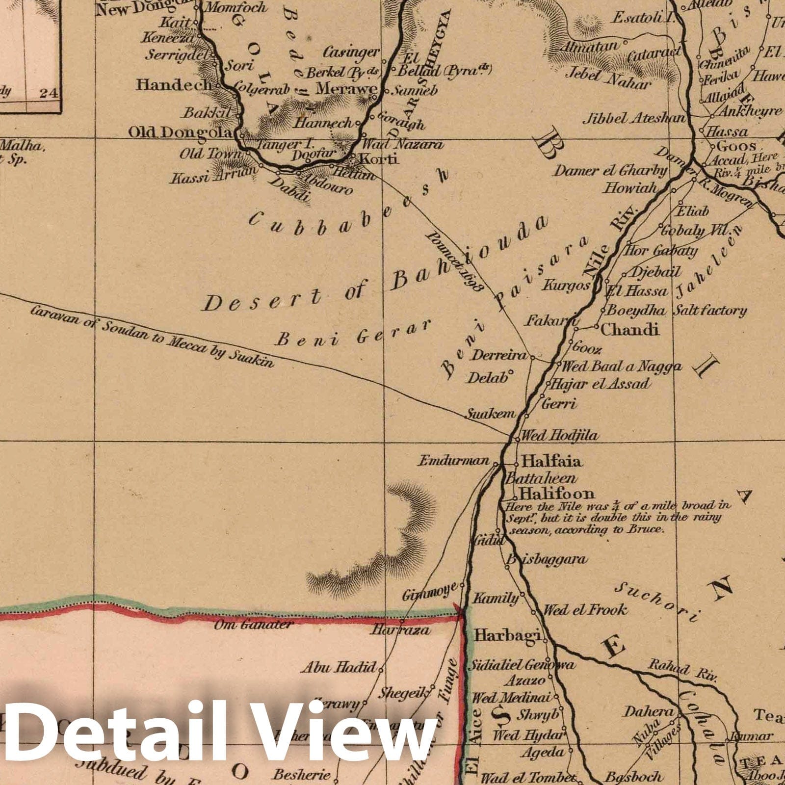 Nubia and the River Nile, 1825 - Historical Map Print