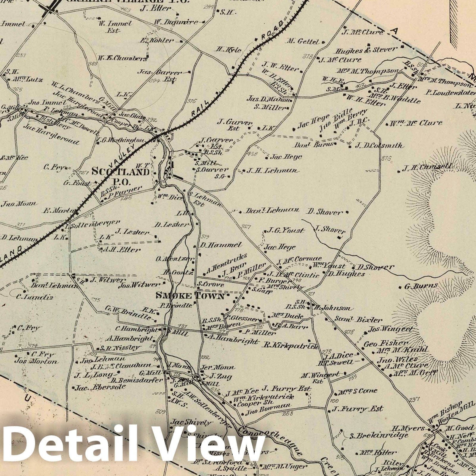 Green, Smoke Town, Greenwood - Franklin County Pennsylvania Property Map, 1868