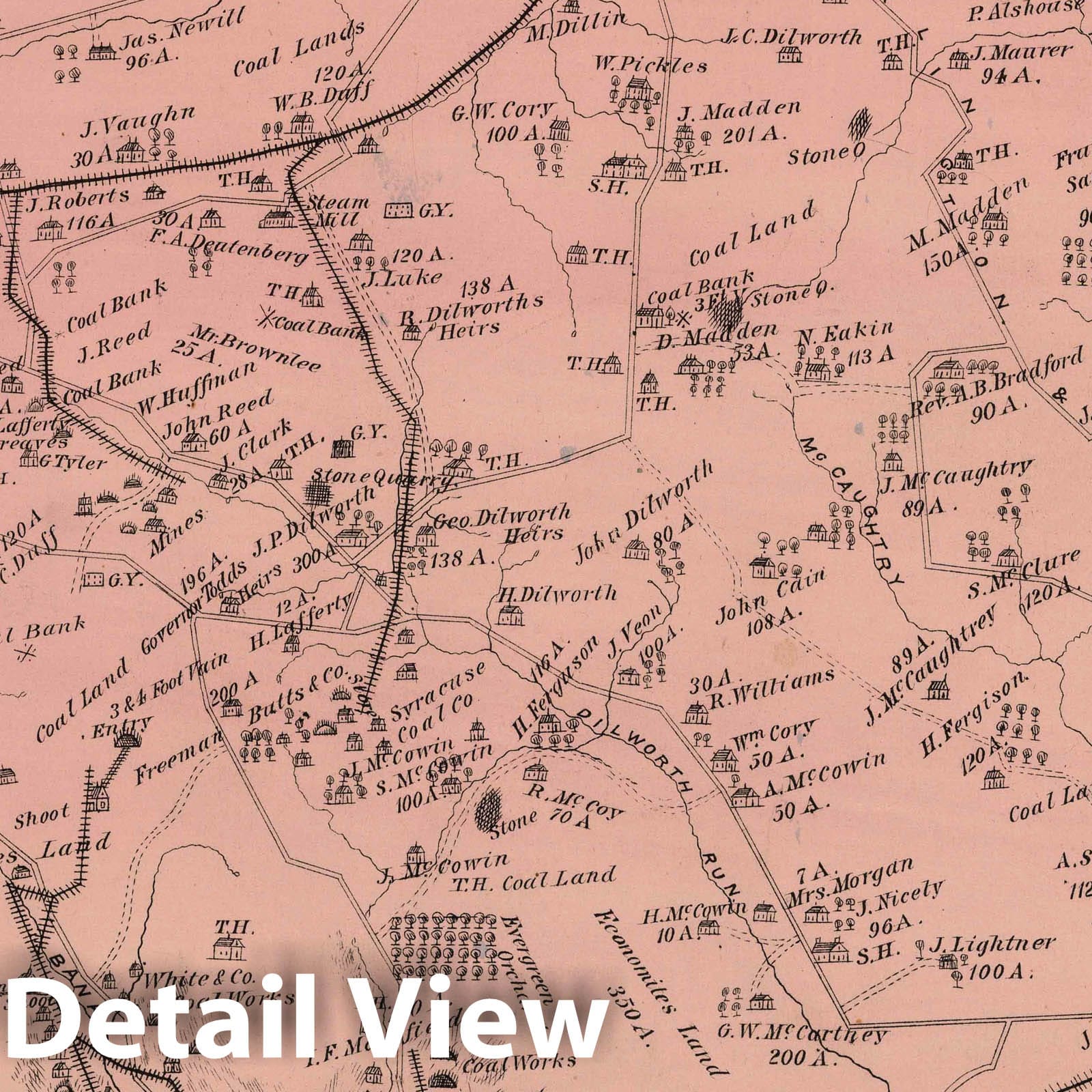 Historic Map : 1876 Darlington Township, Beaver County PA. - Vintage Wall Art