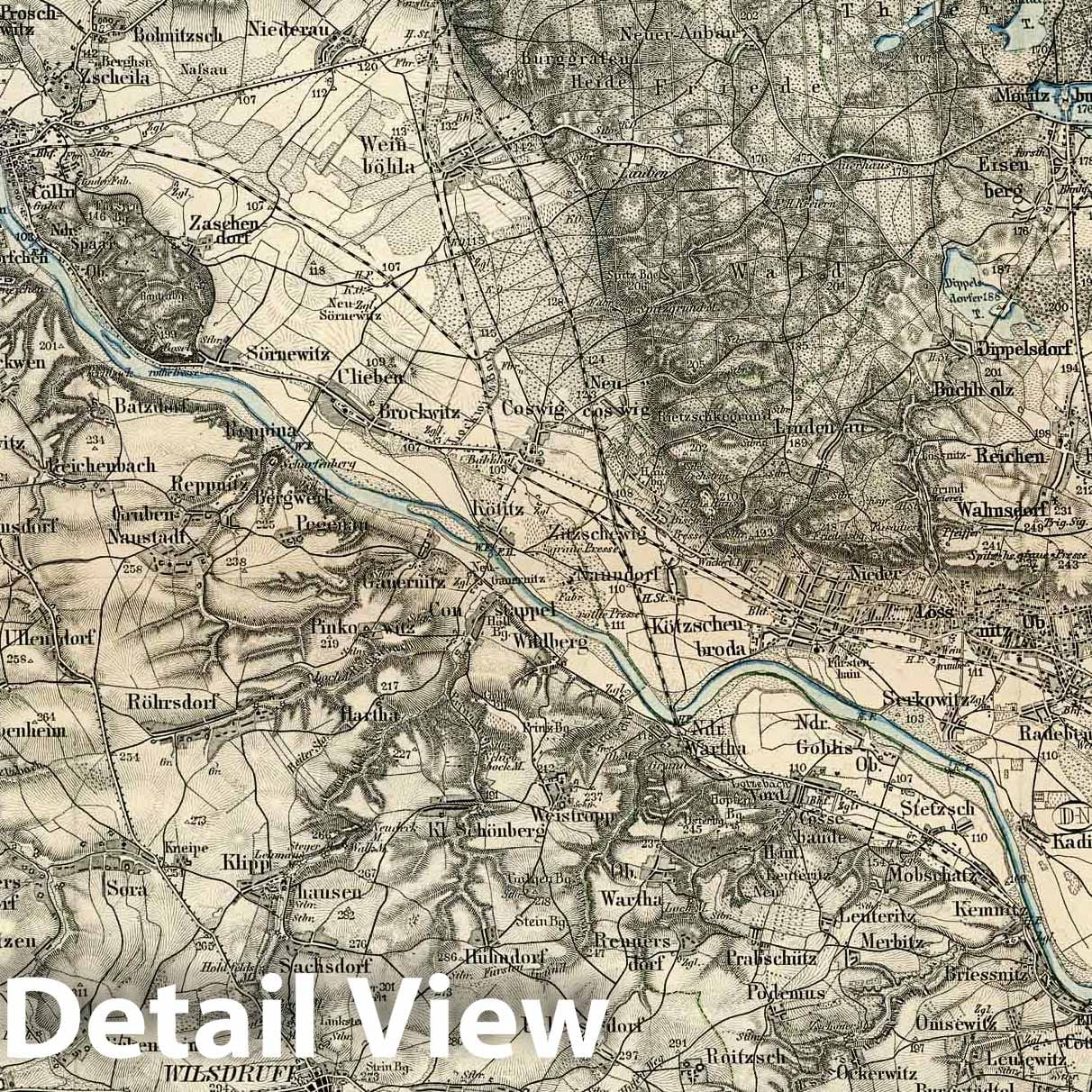 Dresden, Germany - Sheet No. 417, 1893 Topographic Map Print