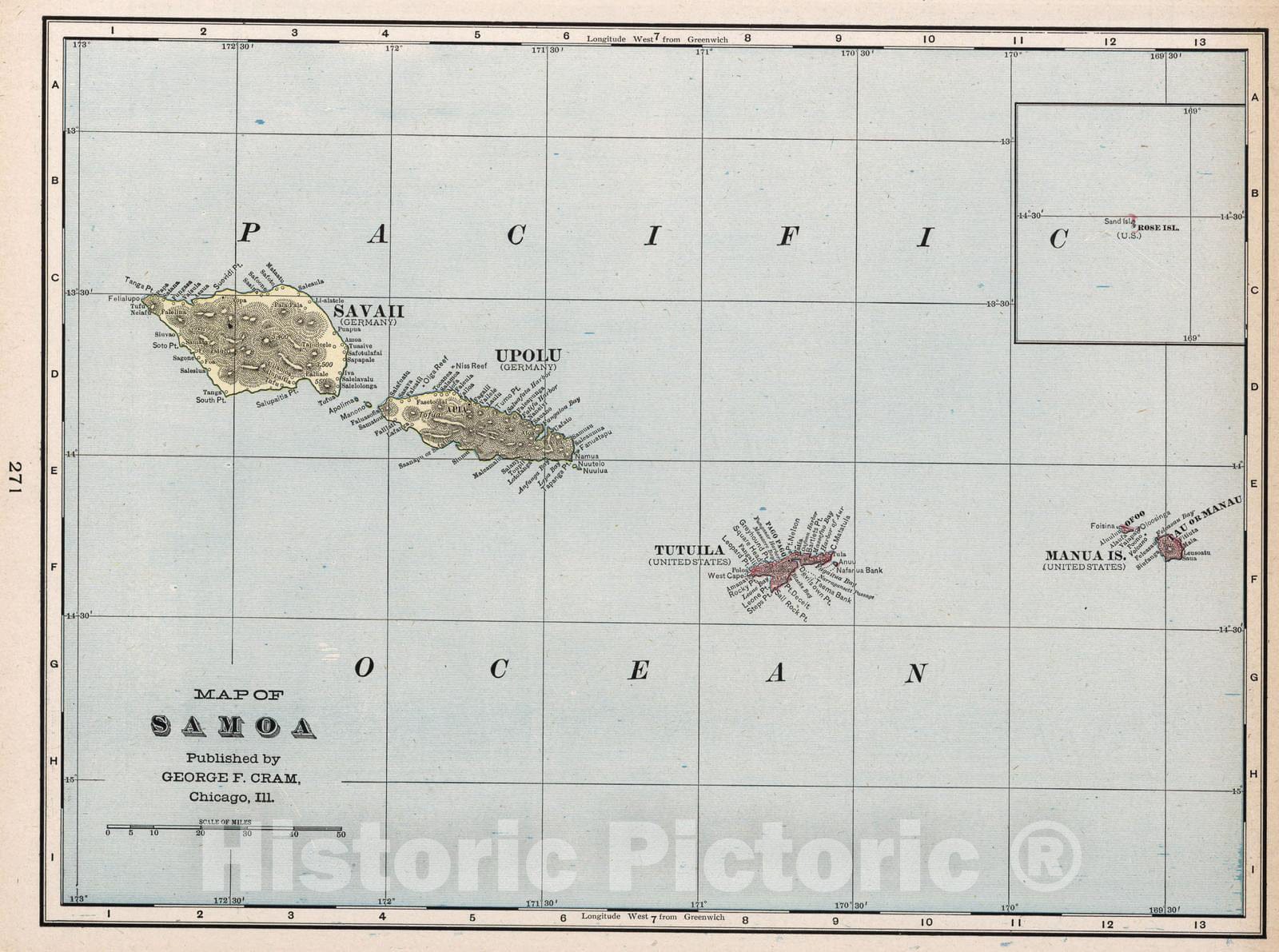Samoa, 1901 - Historical Map Print