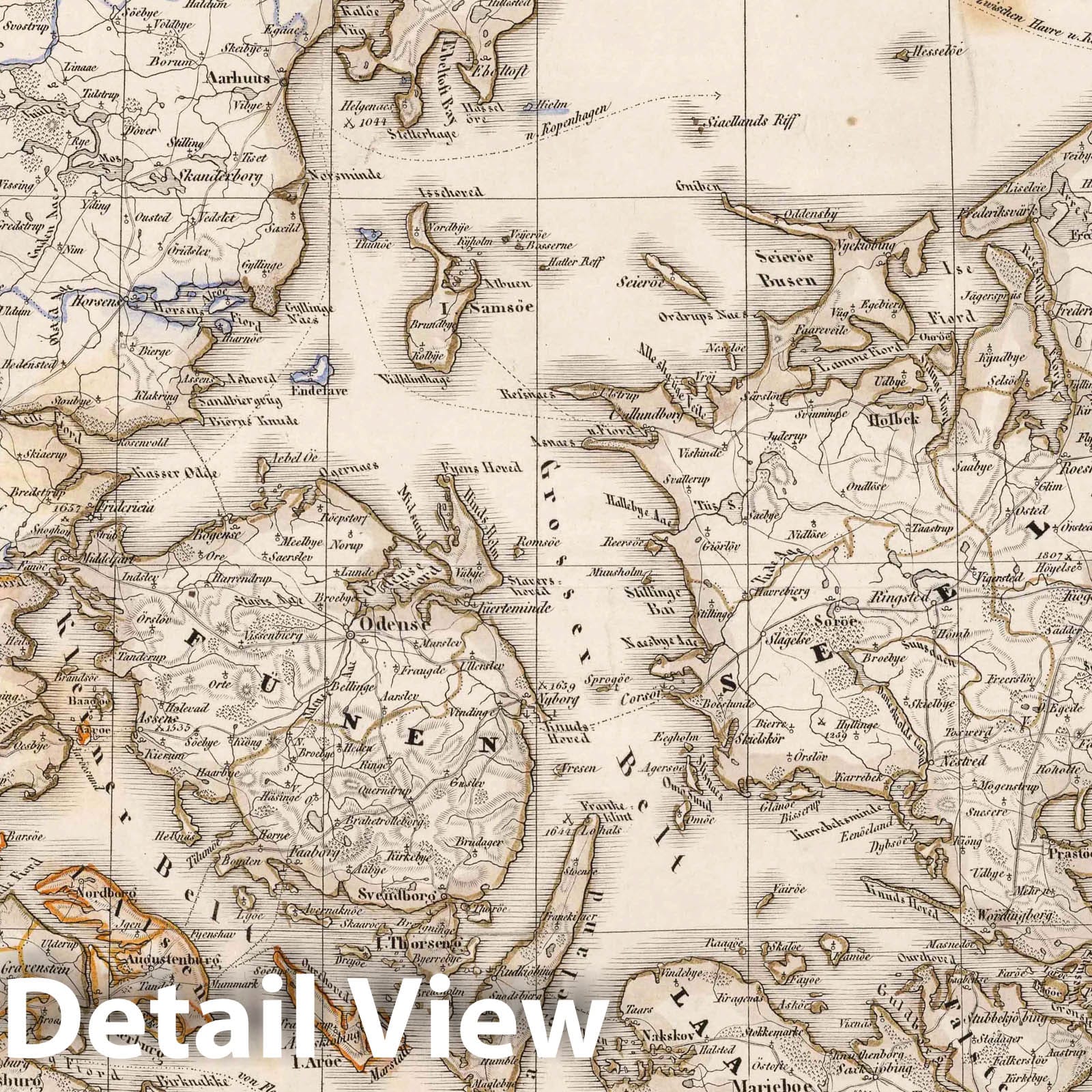 Denmark, Schleswig, Holstein, and Lauenburg 1847 - Historical Map Print