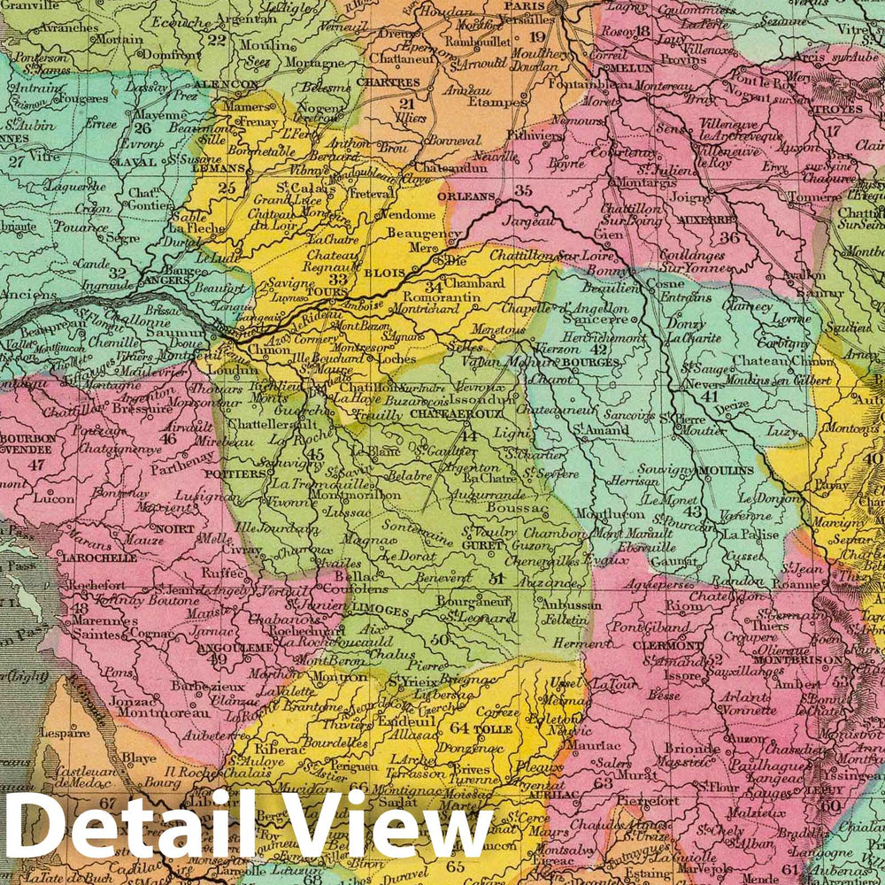 Historic Map : 1835 France In Departments. - Vintage Wall Art