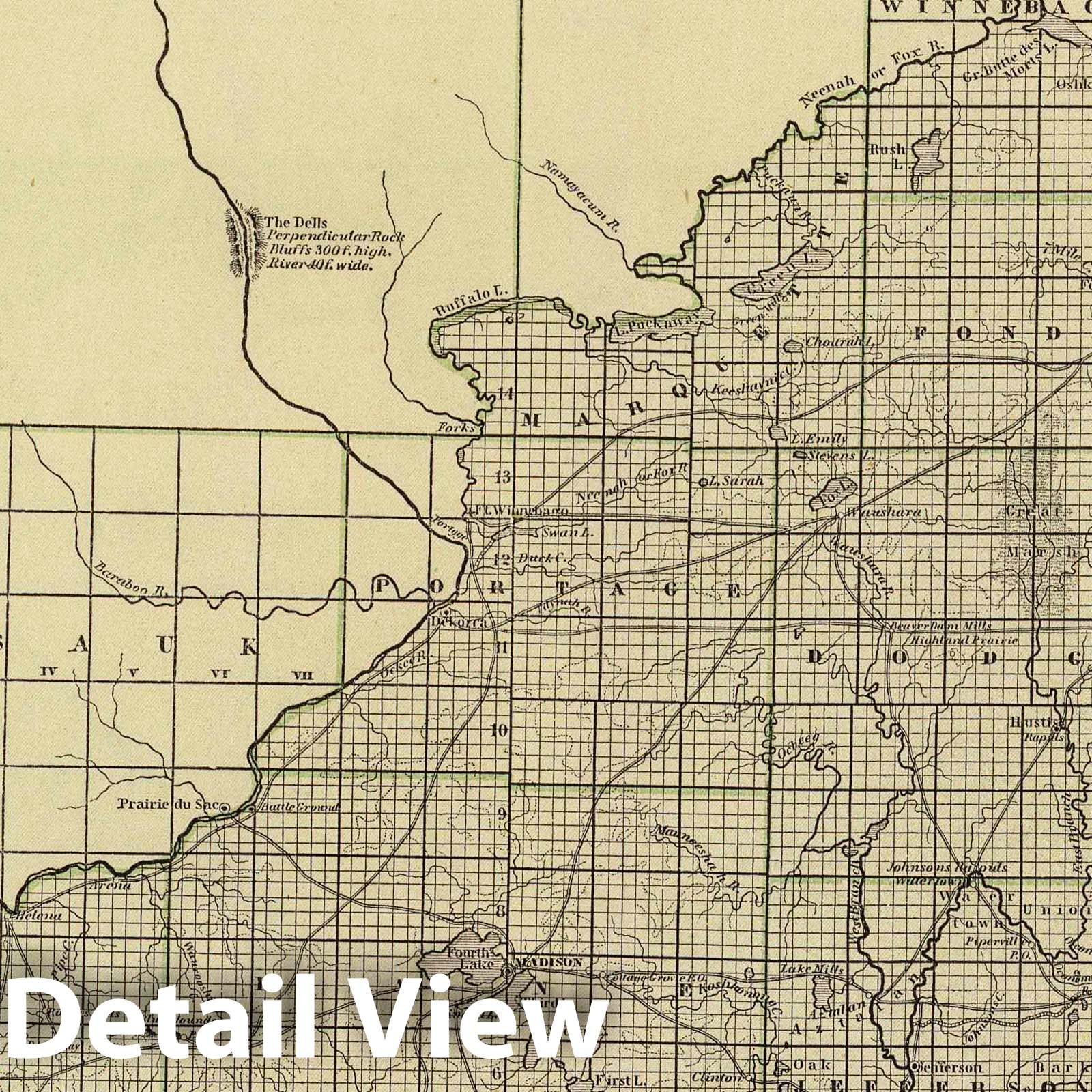 Wisconsin, Southern Part, 1845 - Historical Map Print