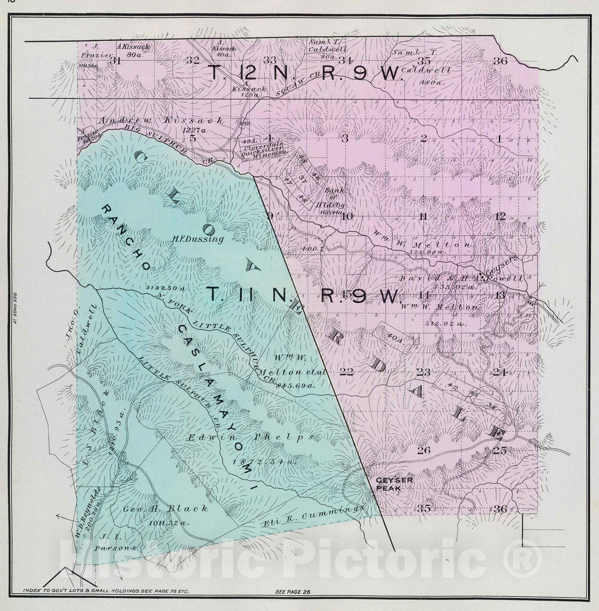 Historic Map : 1898 11-12 N, 9 W. - Vintage Wall Art