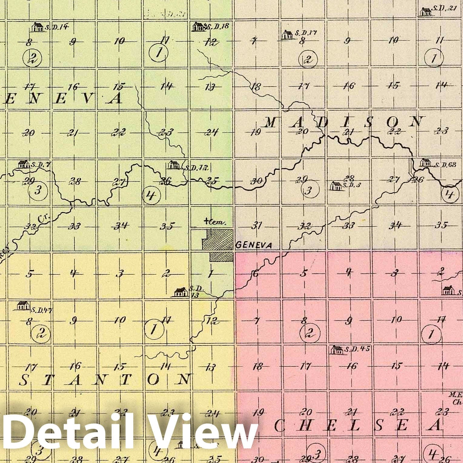 Fillmore County, Nebraska - Railroad Map, 1885 - Historical Map Print