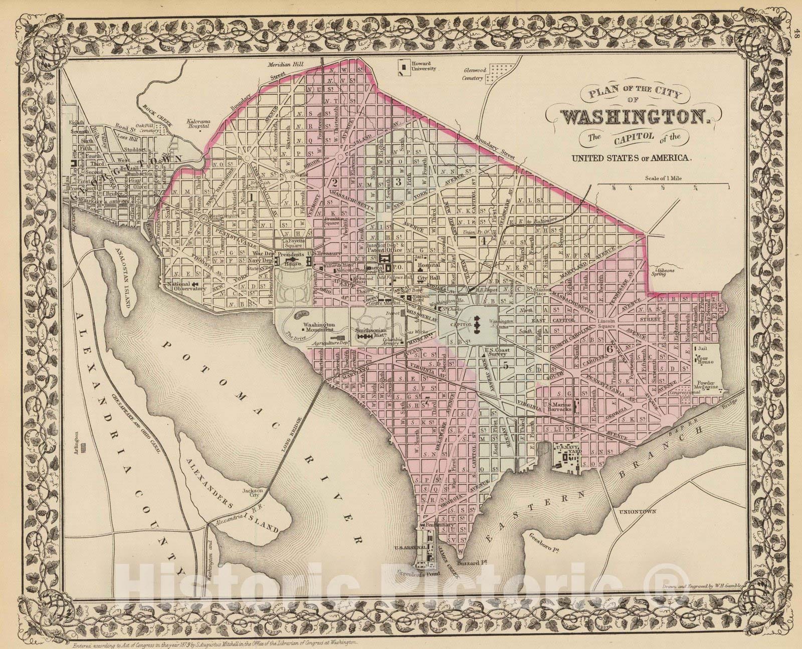 Historic Map : 1880 Washington. - Vintage Wall Art