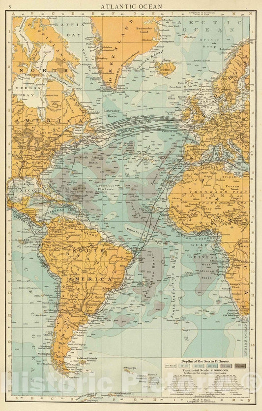 Historic Map : 1895 Atlantic - Vintage Wall Art