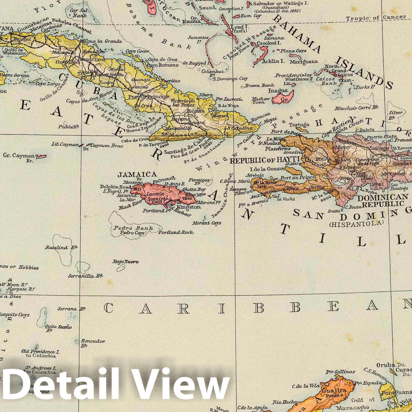 Central America, West Indies, and Panama - Railroad Map, 1895