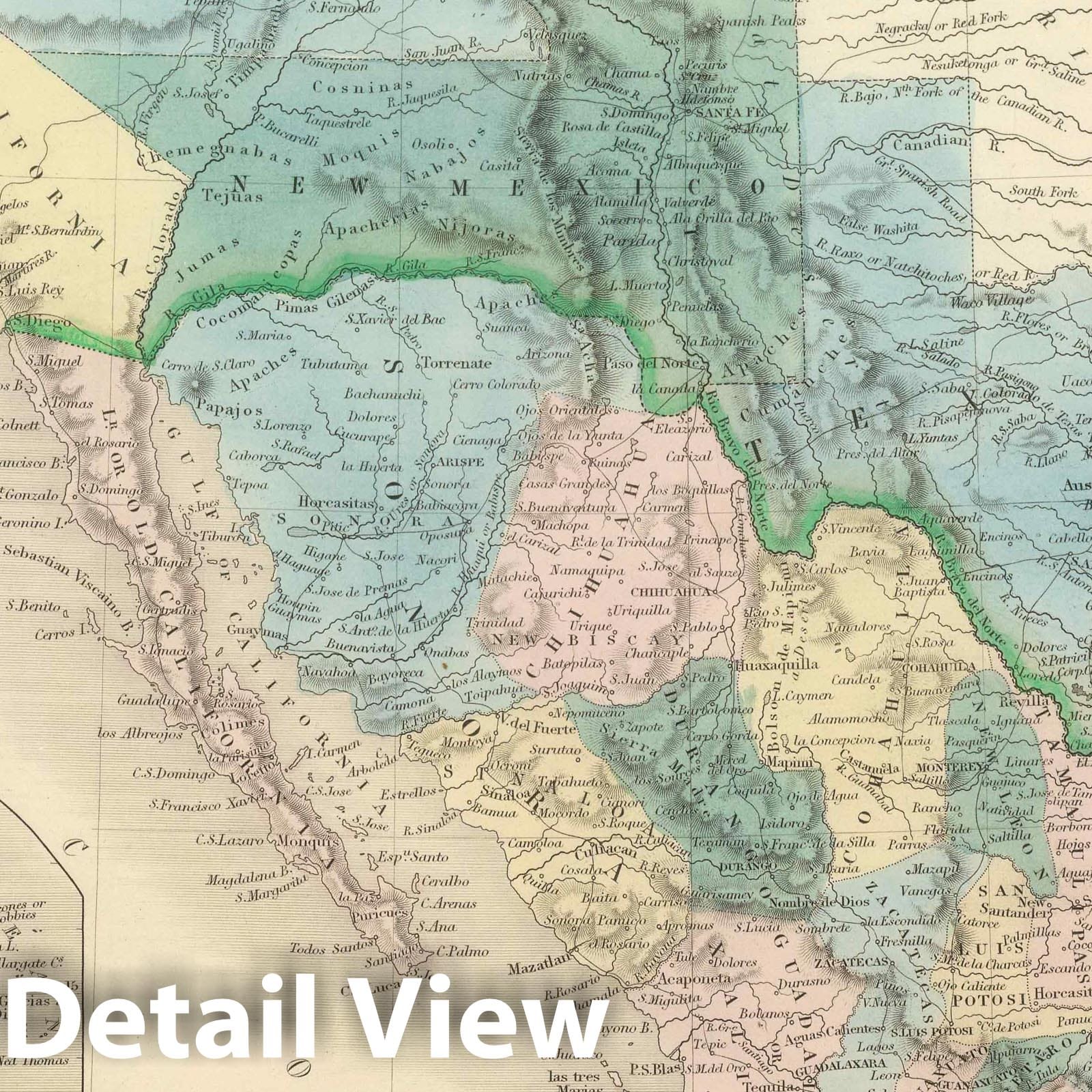 Mexico, California, and Texas, 1854 - Historical Map Print