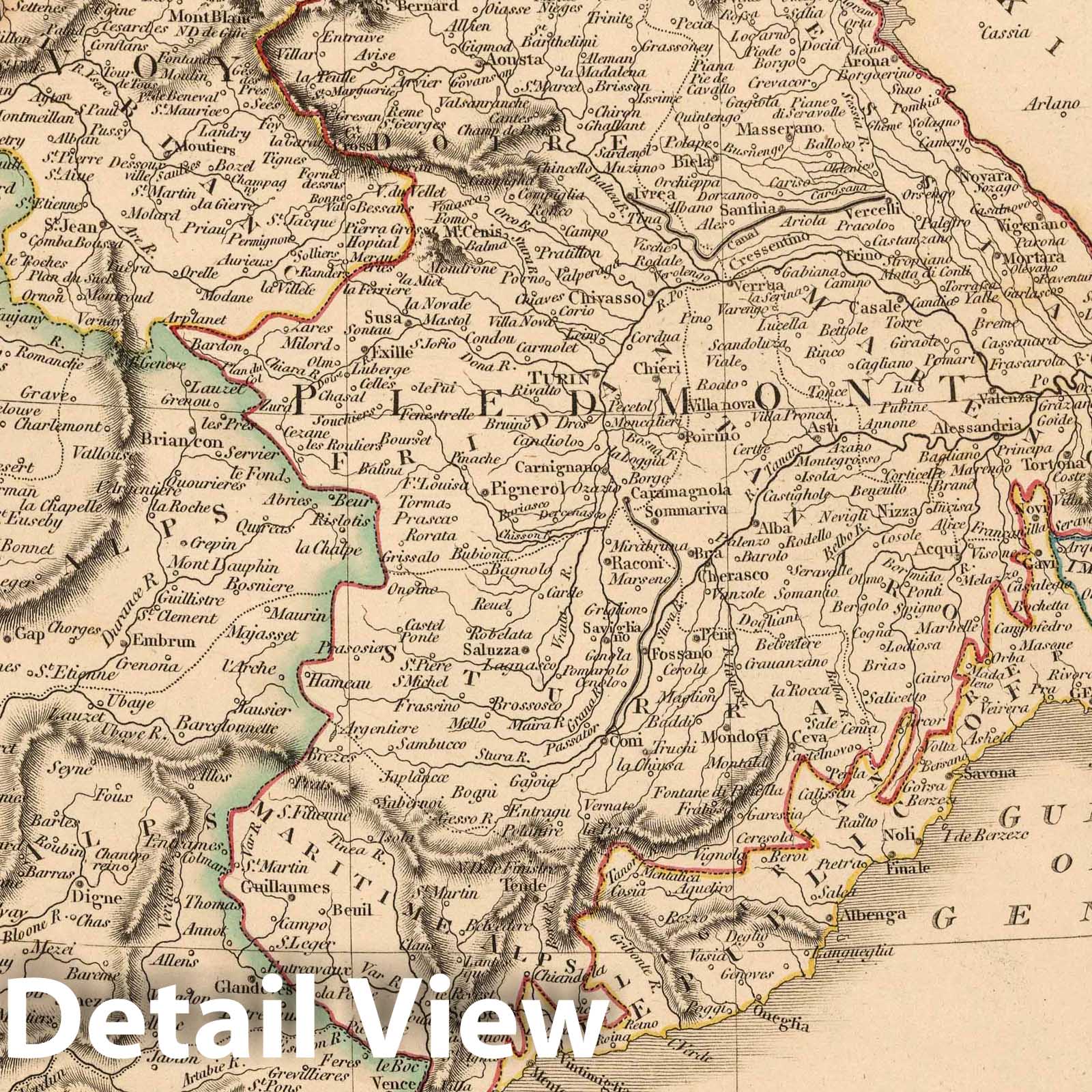 Piedmont, Savoy, and Southern France, 1808 - Historical Map Print