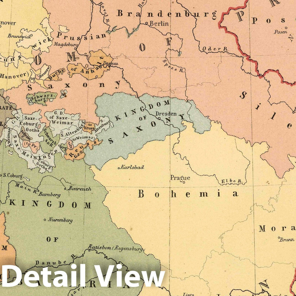 German States 1867 - Historical Map Print