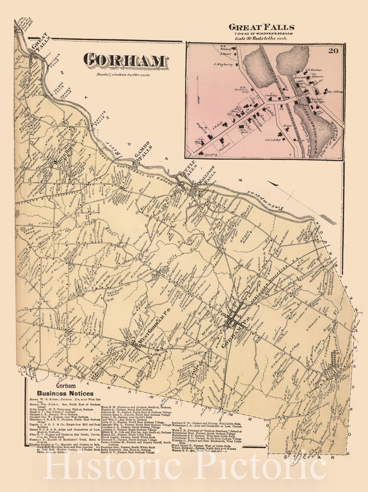 Gorham, Cumberland County, Maine - Property Map, 1871