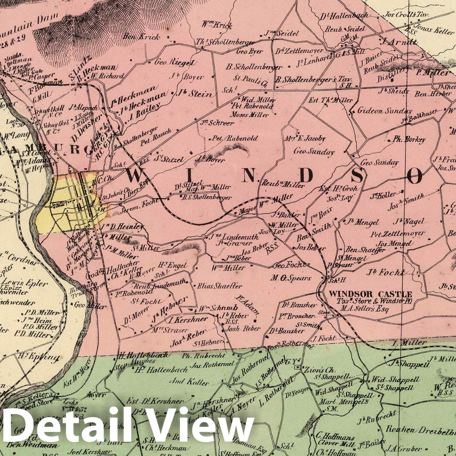 Windsor and Perry Townships, Berks County, Pennsylvania - Property Map, 1862