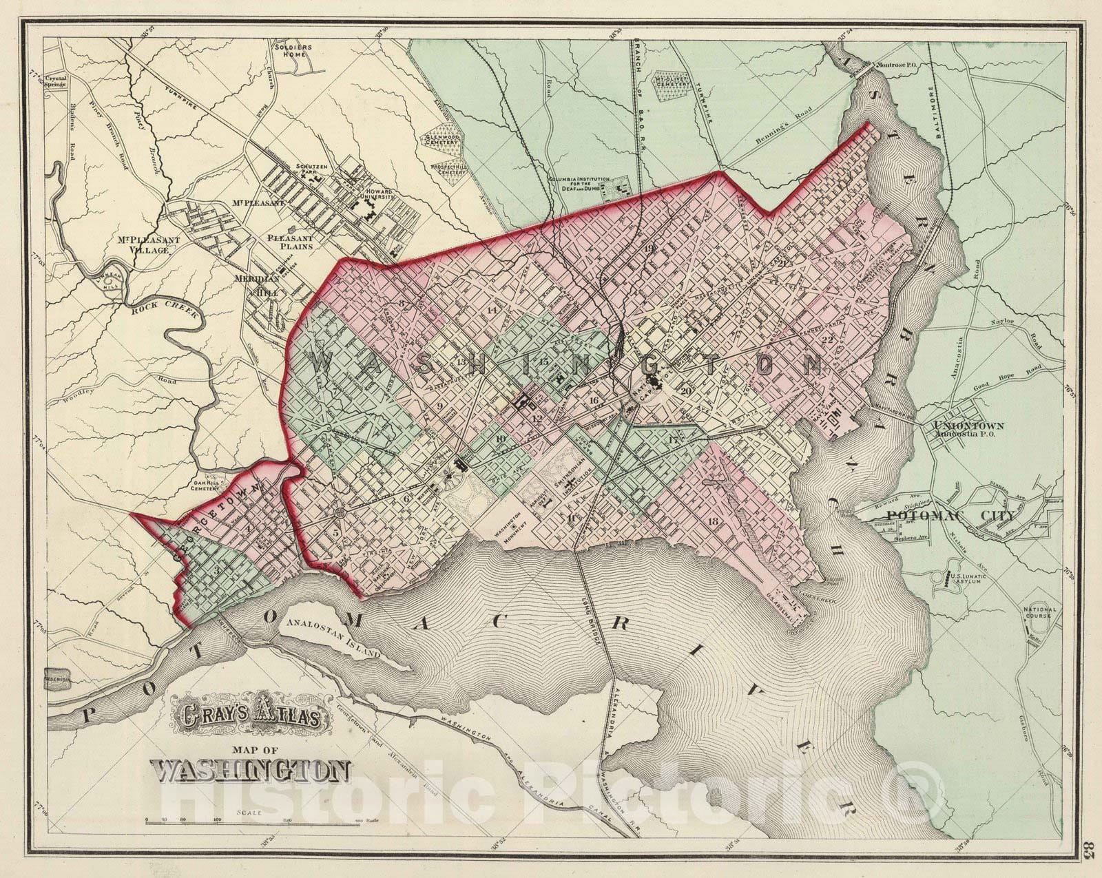 Historic Map : 1874 Washington D.C. - Vintage Wall Art