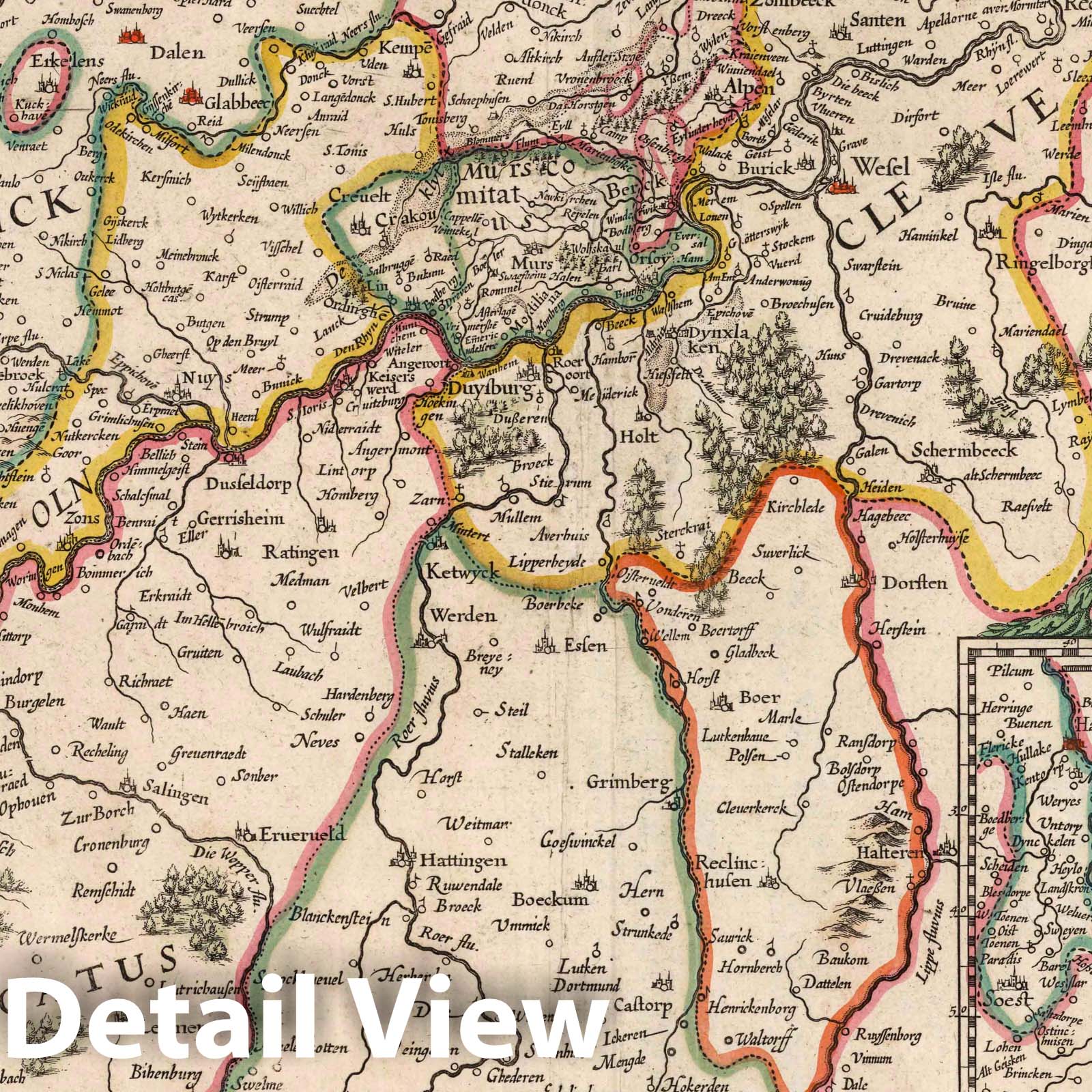 Duchies of Gulick, Cleve, and Berg and Counties of Mark and Ravensberg, 1682 - Historical Map Print