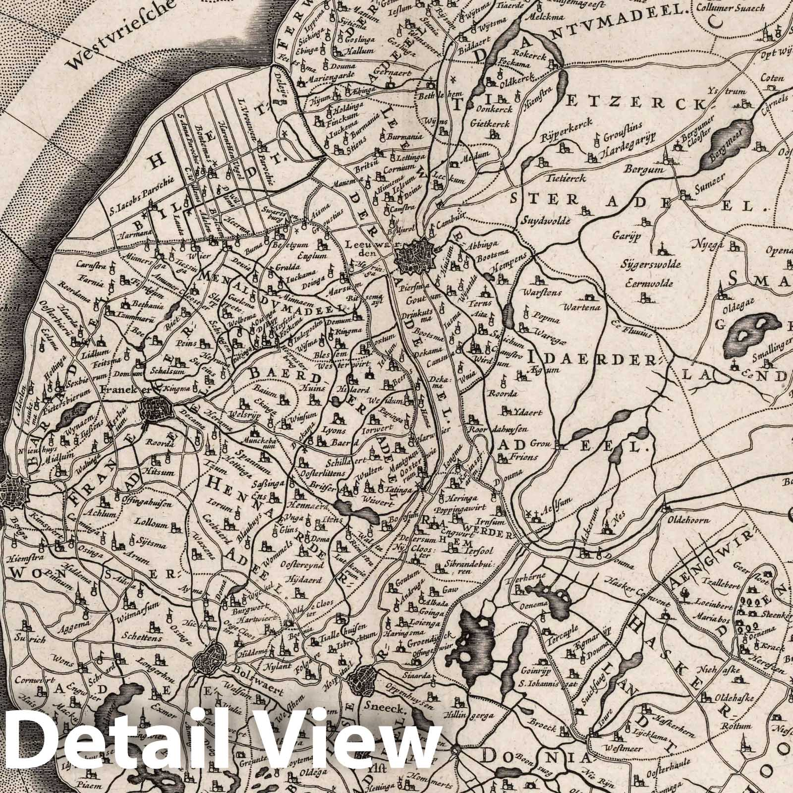Western Frisia, 1630 - Historical Map Print from Blaeu's Atlantis Appendix