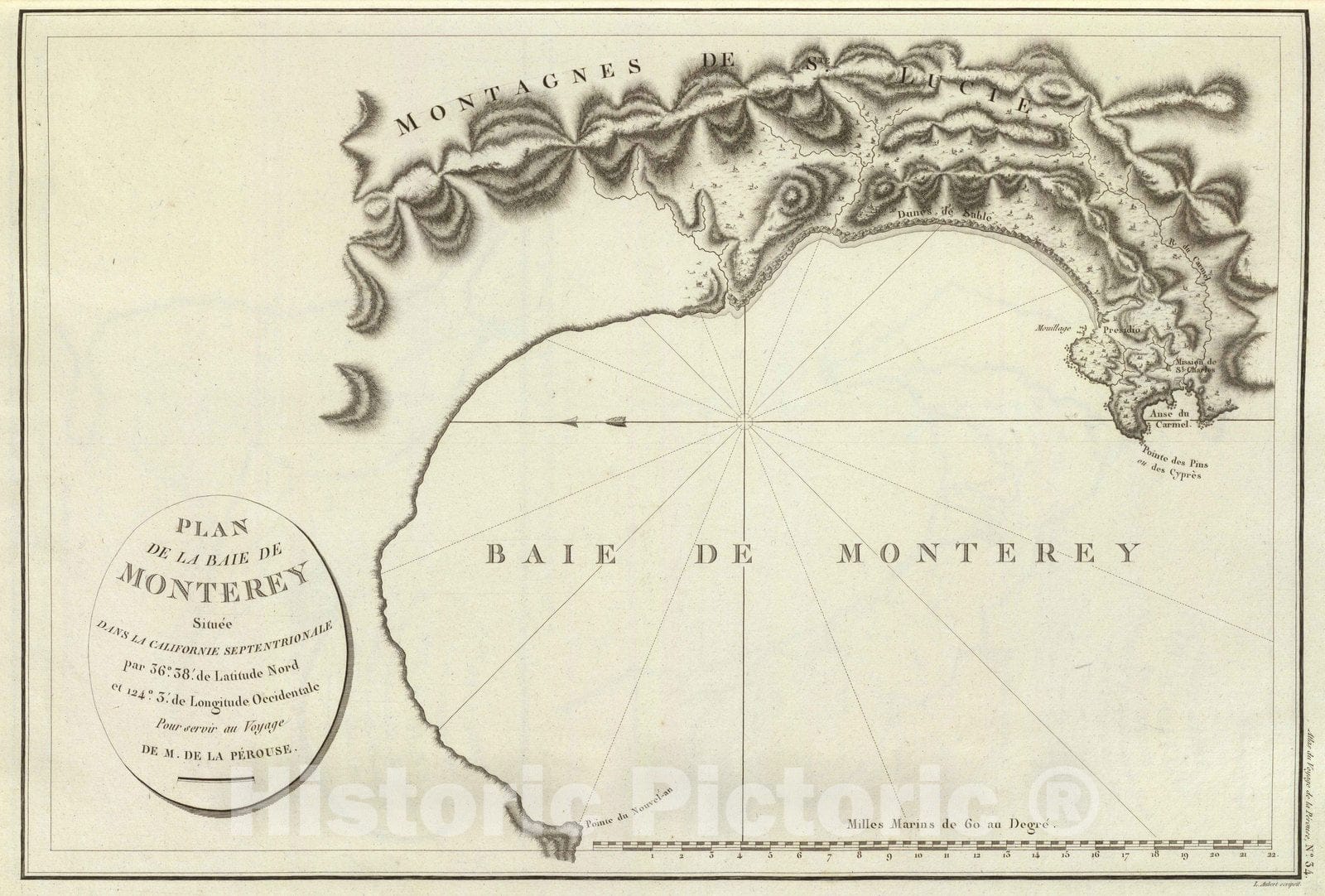 Historic Map : California, Monterey Bay Region (Calif) 1797 Monterey, Baie de. , Vintage Wall Art