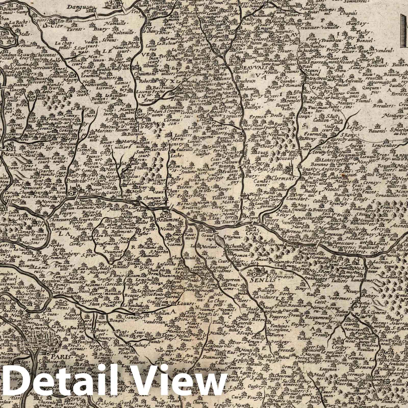 Île-de-France, France 1632 Historical Map Print