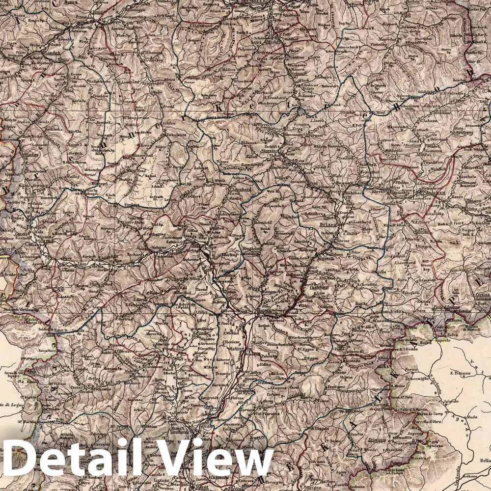 Historic Map : Liechtenstein, 1875 Tirol, Austria. , Vintage Wall Art