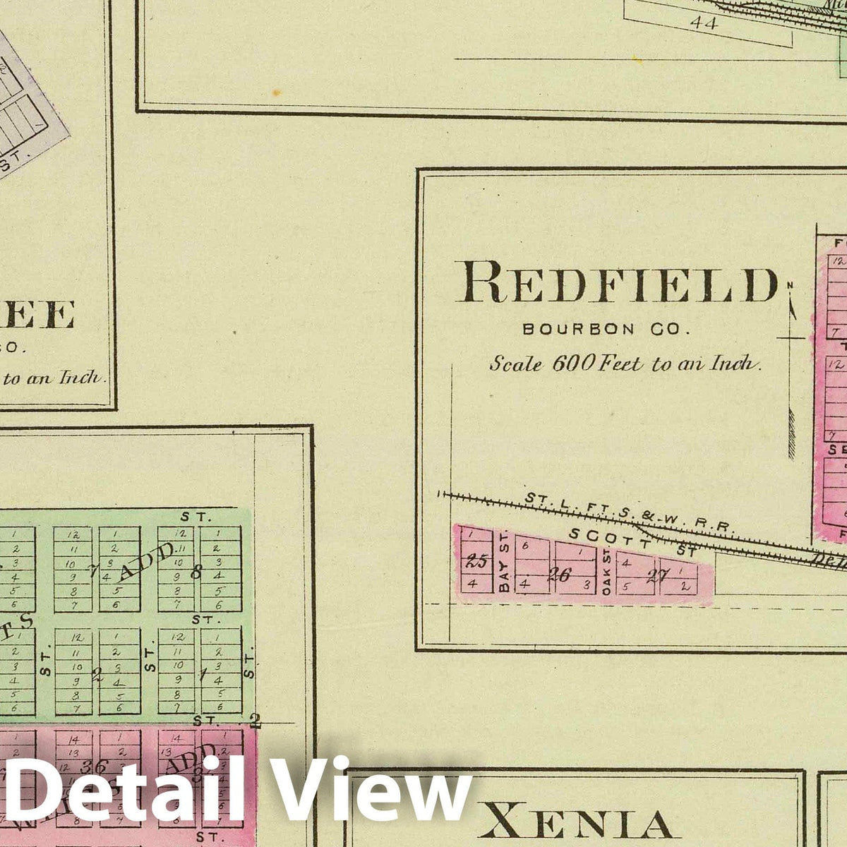 Perry, Memphis, Pawnee, Bronson, Redfield, Xenia, McLouth, Kansas - 1887 Historical Map Print