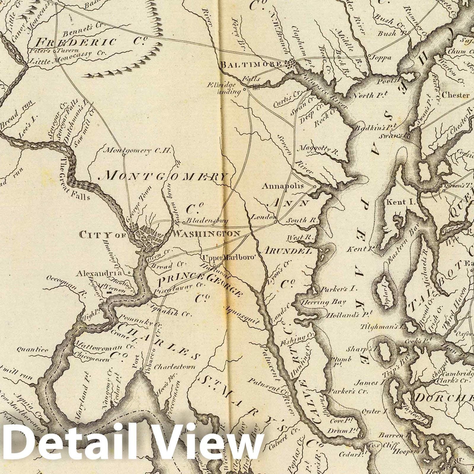 The State of Maryland by Samuel Lewis, 1796 - Historical Map Print