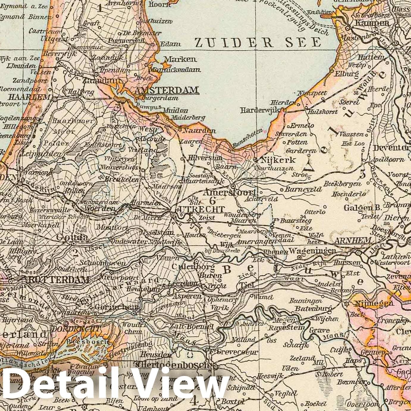 Netherlands - Railroad Map, 1881 - Historical Map Print