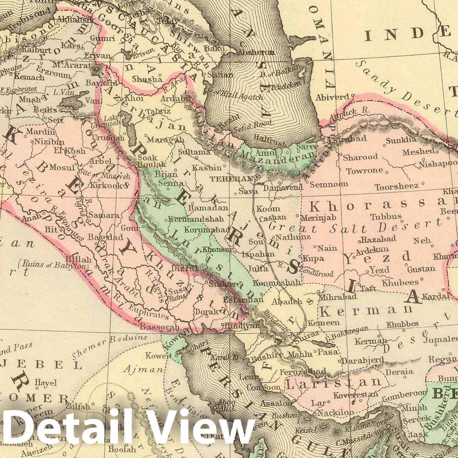 Persia, Arabia, Turkey, Afghanistan, Beloochistan - River Map, 1886