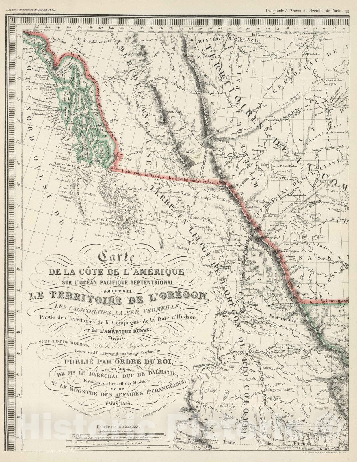 Historic Map : 1844 Western Coast of America (portion). - Vintage Wall Art