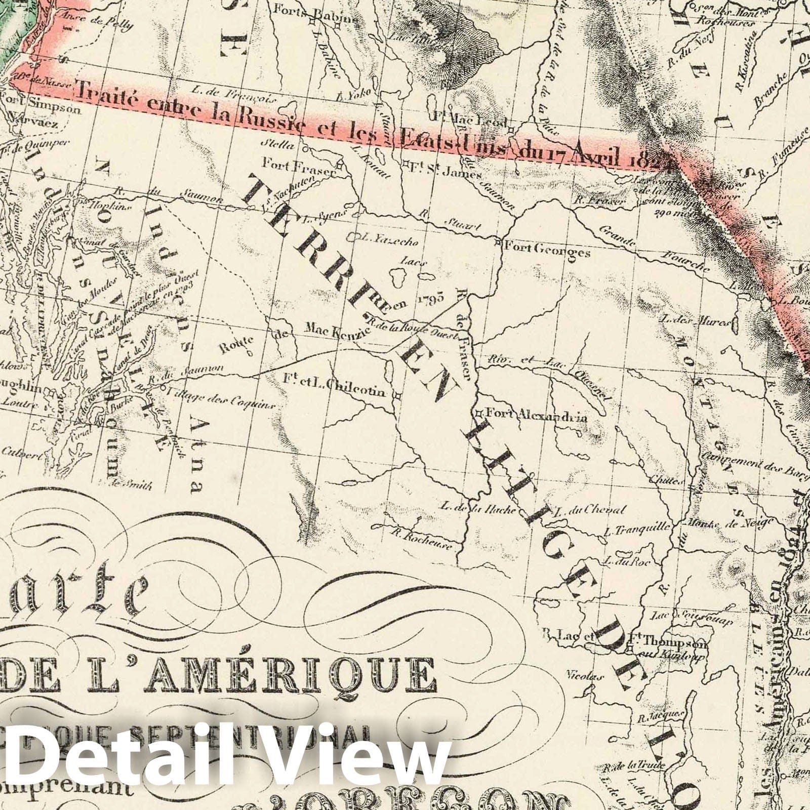 Western Coast of America - Oregon, California, Alaska, British Columbia, 1844 Historical Map Print