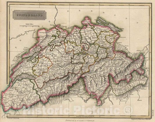 Historic Map : 1817 Switzerland - Vintage Wall Art