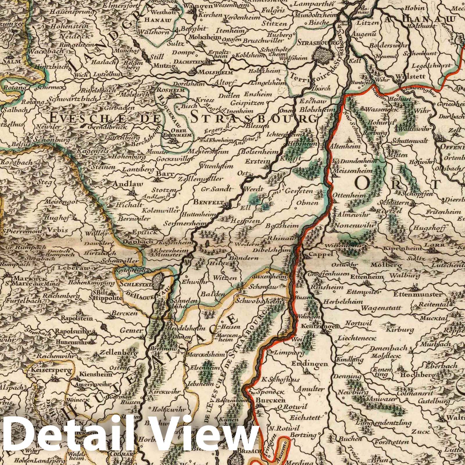 Alsace, France 1704 Historical Map Print