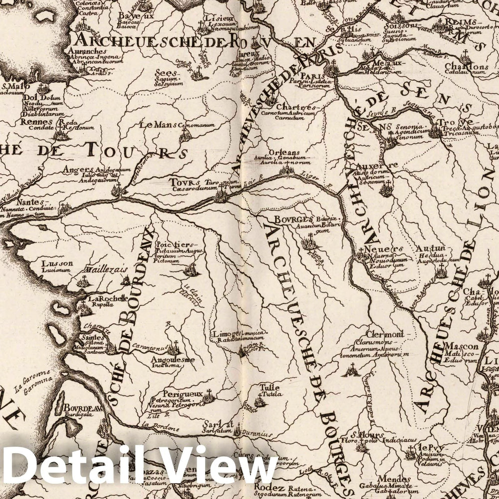 Historic Map : France, 1674 La France Ecclesiastique. , Vintage Wall Art