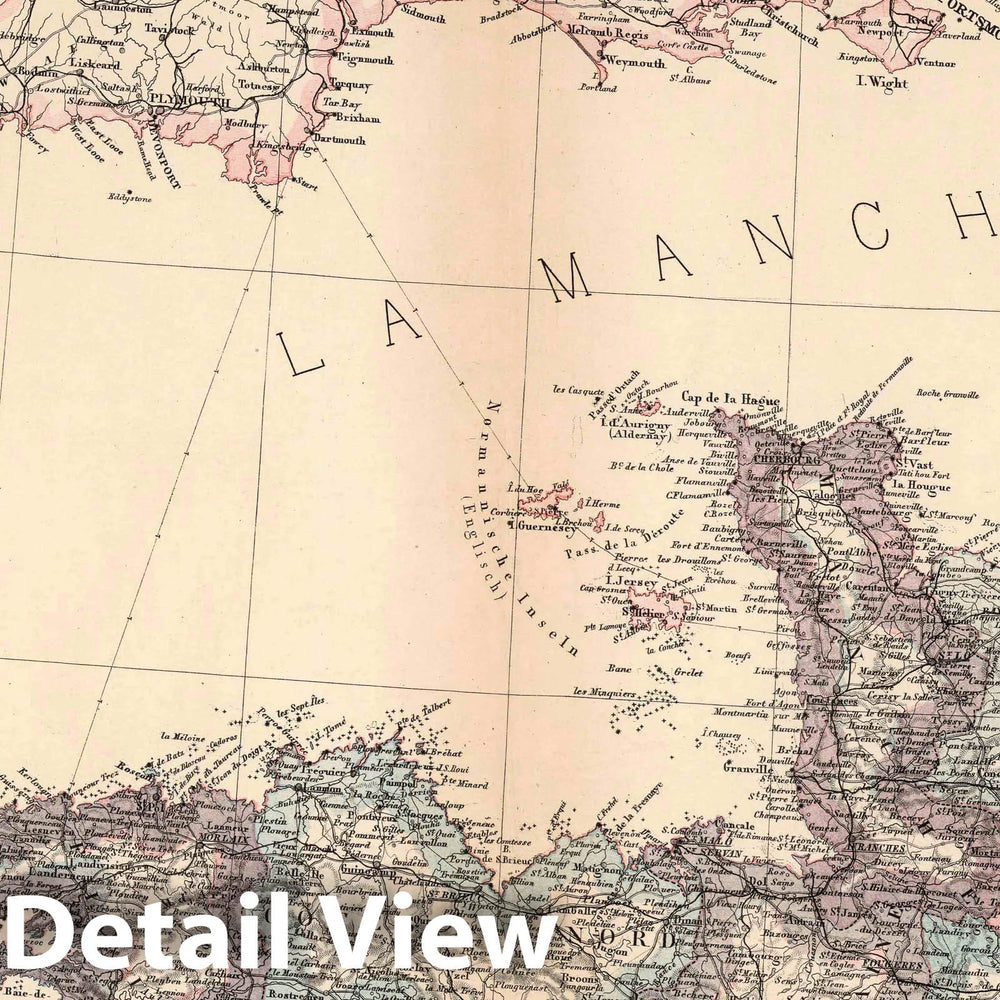 Historic Map : 1886 Northwest France. - Vintage Wall Art