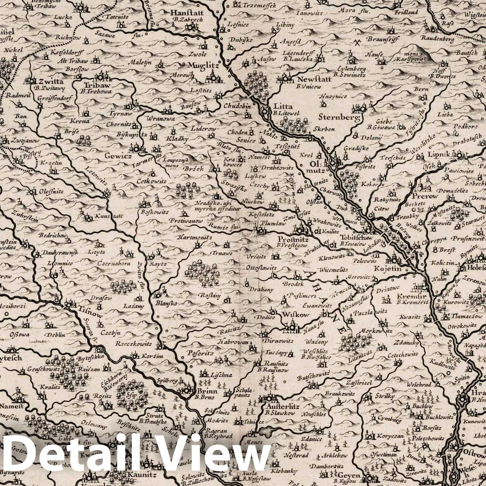 Moravia, Czech Republic 1630 Historical Map Print